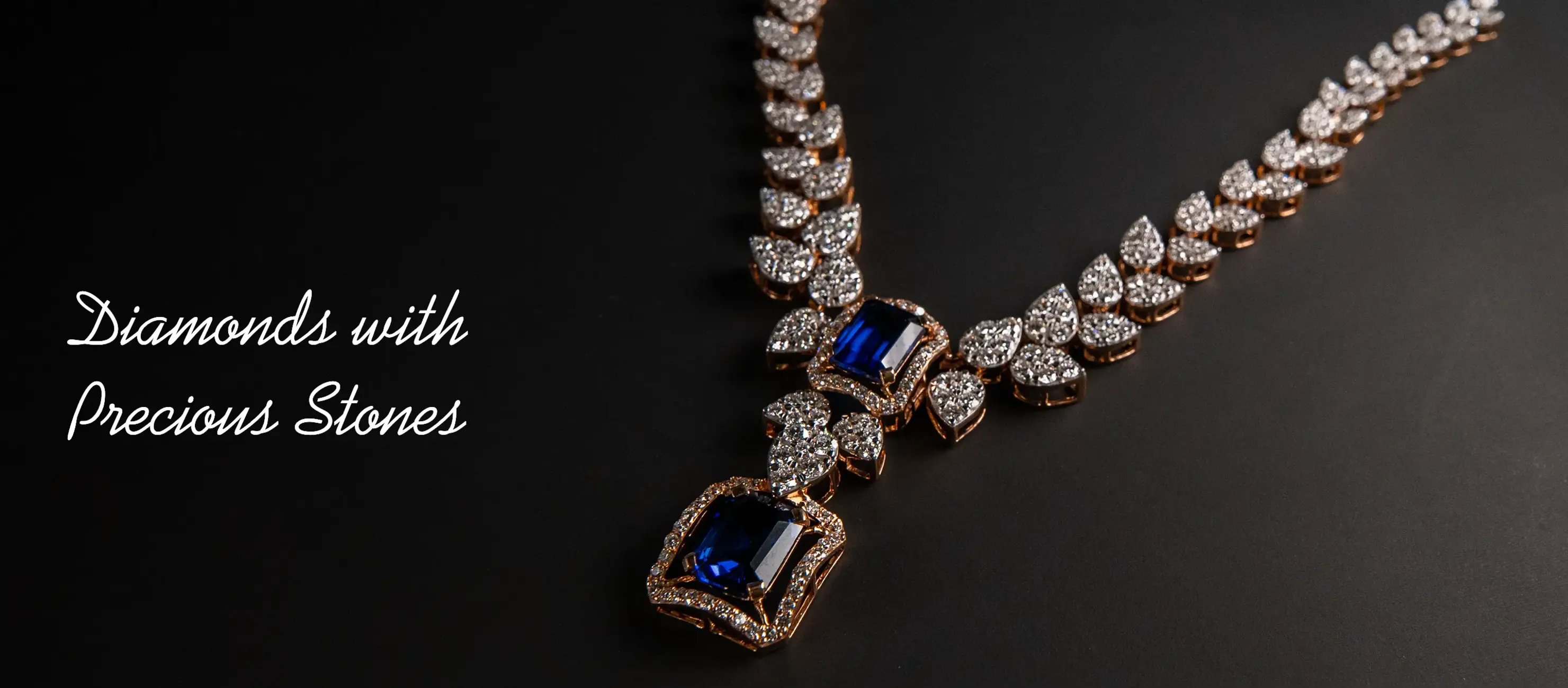 Diamond Necklace with blue stone